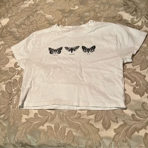 Topshop Butterfly Crop Graphic Tee